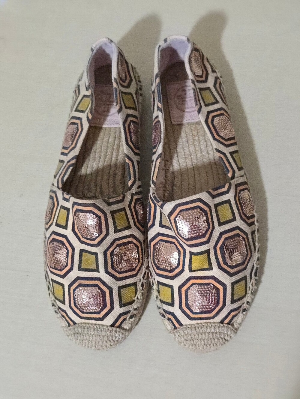 Tory Burch Cecily Sequin Embellished Espadrille - Geometric Pattern- Size 7 - Picture 3 of 8